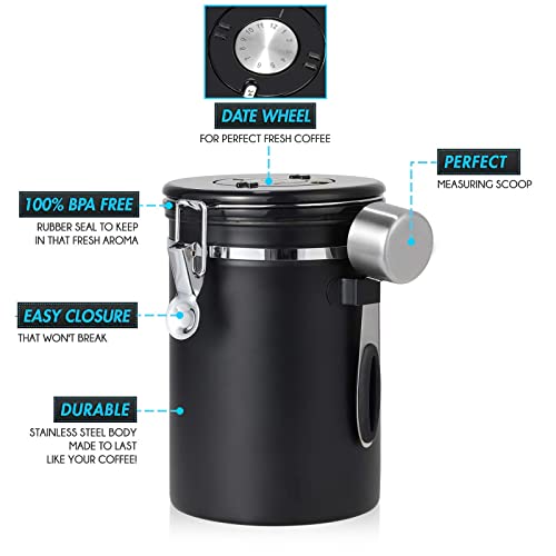 - Hossejoy Airtight Coffee Canister | Stainless Steel Coffee Container -