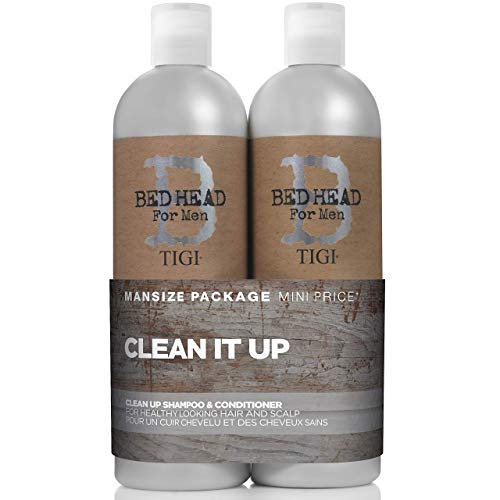 Bed Head for Men by TIGI | Clean Up Shampoo and Conditioner Set | Moisturising And Smoothing Daily Haircare For Healthy Hair and Scalp | Ideal For Normal Hair | 2x750ml