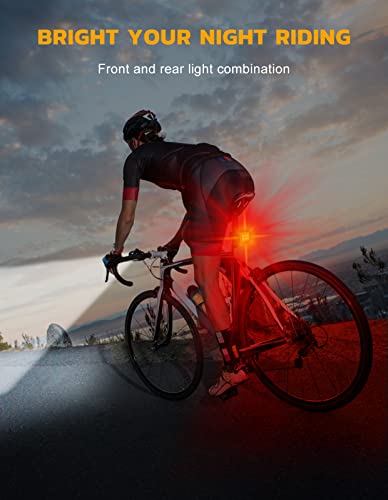 CIRYCASE Bike Lights Set Super Bright, USB Rechargeable Bike Light with Spot & Flood Beam, IP65 Waterproof Cycle Lights for Night Riding, DIY 2 x 4 + 2 x 6 Lighting Modes Bike Lights Front and Back