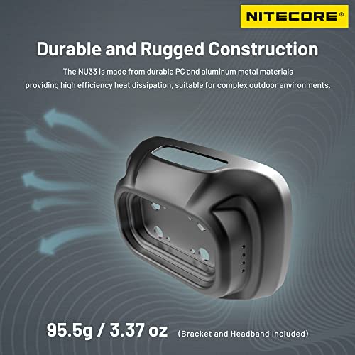 - Nitecore NU33 700 Lumen Aluminum Headlamp | Triple Light Sources | USB-C Rechargeable -
