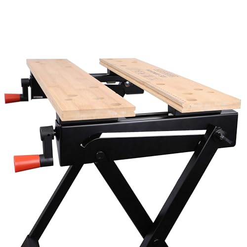 BLACK+DECKER Workmate, Work Bench Tool Stand Saw Horse Dual Clamping Crank, Heavy Duty Steel Frame, WM301