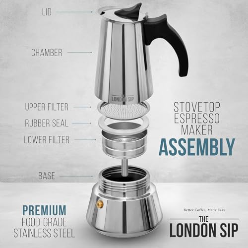 - The London Sip Moka Pot | Stovetop Coffee Maker | Italian Style Espresso Maker -