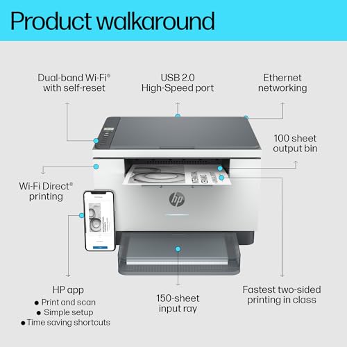 - HP LaserJet M234dw Wireless Black & White Multi-function Printer -