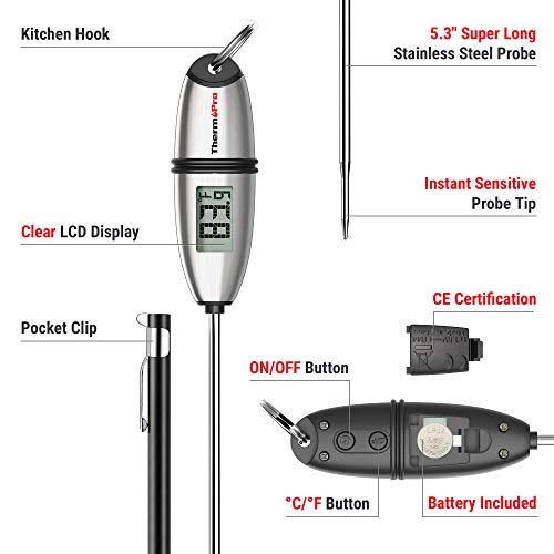 - ThermoPro TP02S Digital Meat Thermometer | Instant Read Thermometer for Air Fryers Cooking -