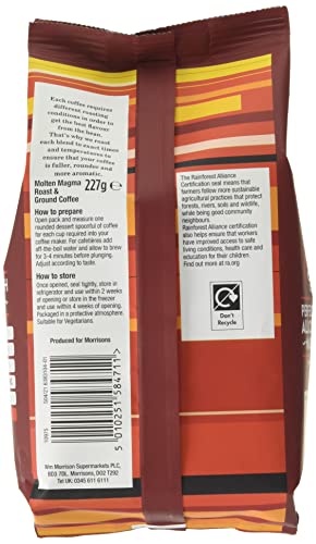 - Morrisons Molten Magma Roast and Ground Coffee | 227 g | Pack of 6 -