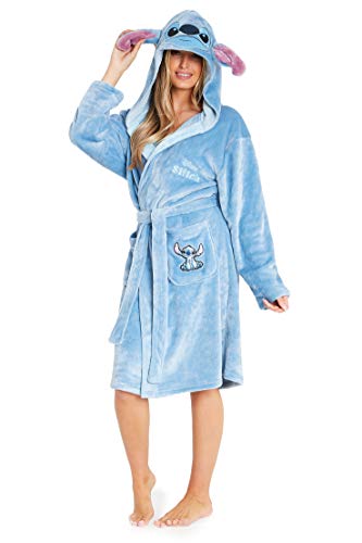 - Disney Ladies Dressing Gown | Fleece Hooded Women's Robes | Stitch -