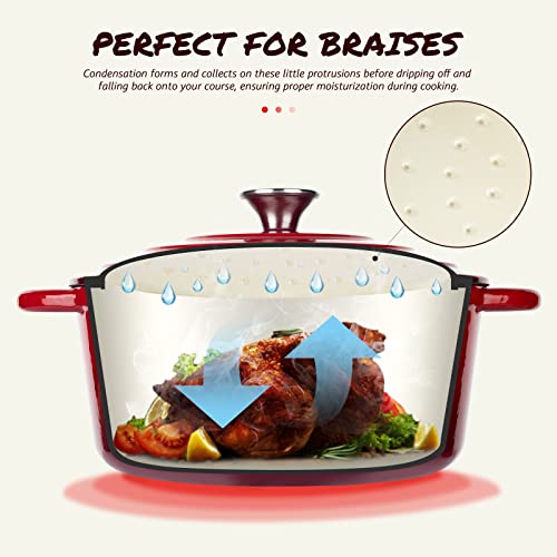 - Overmont 5L Enamelled Cast Iron Round Casserole Dish | Lid | 26cm | Cookbook -