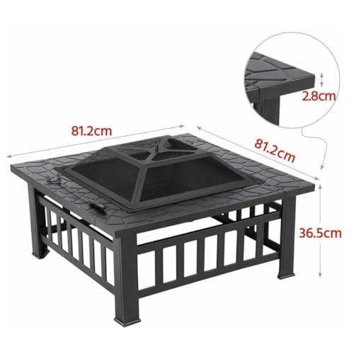 - Garden Mile Large Circular Fire Pits for Garden | Firepit Black Heat Resistant Fire Pit Patio Stove Outdoor Fireplace Barbeque | Rain Cover -