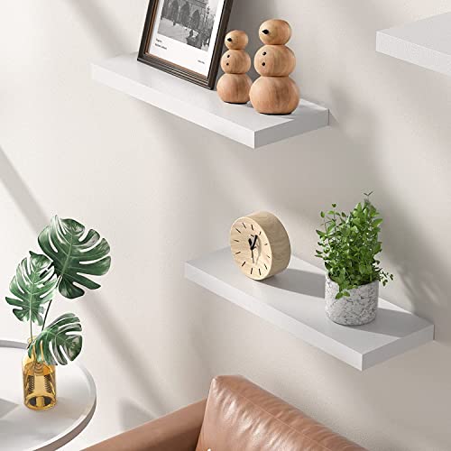 - STOREMIC Floating Shelves | 38cm |  3 White Shelves | Screw Mounted | Easy Installation -
