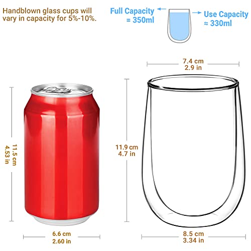 - Glastal 6x350ml Double Walled Coffee Glasses Mugs | Cappuccino Latte Macchiato Glasses Cups -