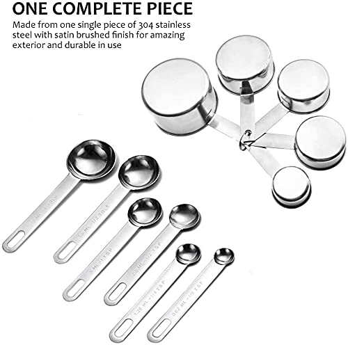 - Measuring Cups & Spoons Set of 12 | Premium Stainless Steel 5 Measuring Cups and 6 Measuring Spoons -