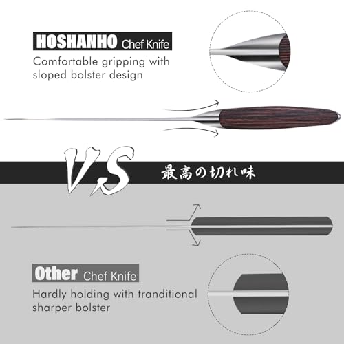 - HOSHANHO Kitchen Knife in Japanese Steel AUS-10 | High-Class Chef's Knife 8 inch Professional Cooking Knife -