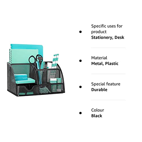 - OKPOW Mesh Desk Organiser | Multi-Use Desk Tidy | Pen Holder -
