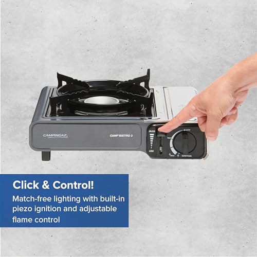 Campingaz Camp Bistro 3 Stove, 1 Burner, Camping Stove, 2200-watt Capacity, Compact Outdoor Cooker, includes Carry case for Easy Transport, Black
