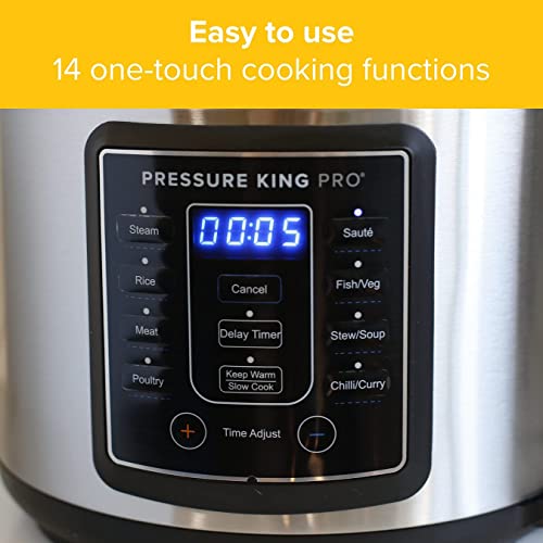 - Drew&Cole Pressure King Pro 14-in-1 Digital Electric Pressure Cooker | 5.7L Capacity | Improved Design | Enhanced Non-Stick Coating | Oven & Dishwasher Safe -