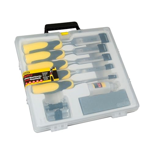 - Stanley Dynagrip Chisel and Strike Cap Set with Access (5 Pieces), Yellow -
