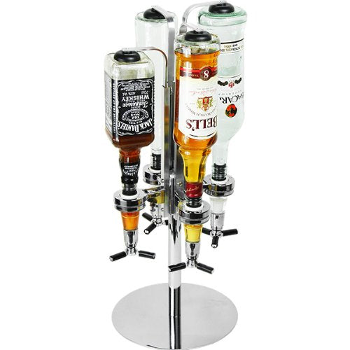 bar@drinkstuff Rotary 4 Bottle Stand Rotating Drinks Dispenser, Optics Dispenser for Spirits