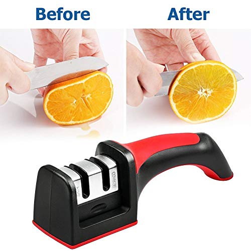 - Wellehomi Knife Sharpener, Premium Two Stages Manual Sharpener