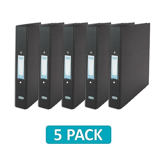 - Elba 5 Black Ring Binders A4 | 2 Ring, Plastic, 5 Folders 40mm -