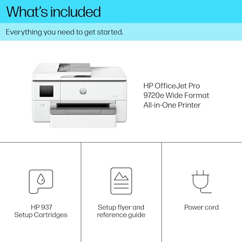 - HP OfficeJet Pro 9720e Wide Format All-in-One Printer | Colour | Printer for Small Office | Wireless | Print, Scan, ADF | Up To A3 | 3 Months Instant Ink Included | Easy Setup | Up To 3 Years Warranty -