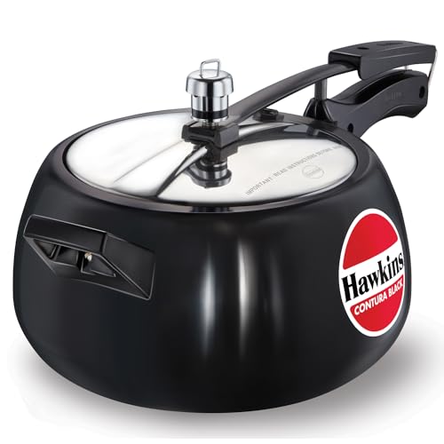 - Hawkins Contura Black 5 Litre Pressure Cooker | Hard Anodized Cooker | Handy Cooker -