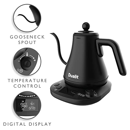 - Dualit Pour Over Fast Boil Electric Kettle | Matt Black | Gooseneck Precision Spout | Digital Display Screen | Highly Energy Efficient 800ml Capacity | 72960 -