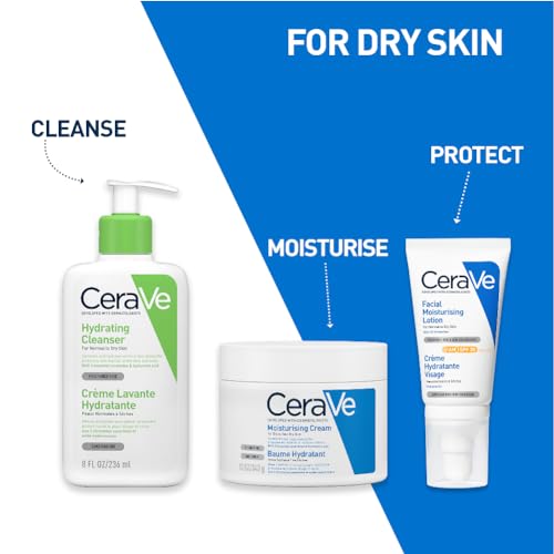 CeraVe Hydrating Cleanser for Normal to Dry Skin 236 ml with Hyaluronic Acid and 3 Essential Ceramides