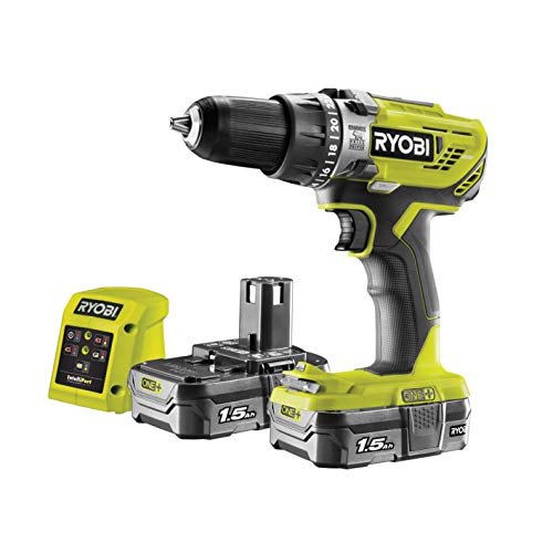 - Ryobi R18PD3-215GZ 18 V ONE+ | Cordless Combi Drill Starter Kit (2 x 1.5 Ah) -