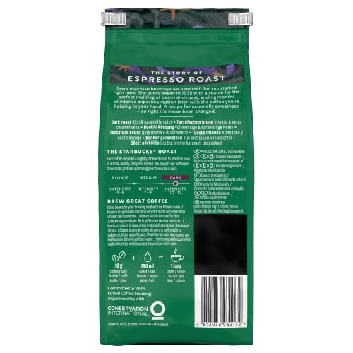 - STARBUCKS Espresso Roast | Dark Roast | Whole Bean Coffee 200g (Pack of 6) -