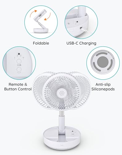 - Primevolve Portable Oscillating Standing Fan | Rechargeable Battery Operated USB -