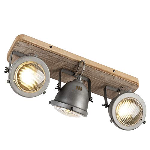 - Qazqa | Industrial Spotbar | Spotlight Ceiling bar Steel | Nickel Matt -