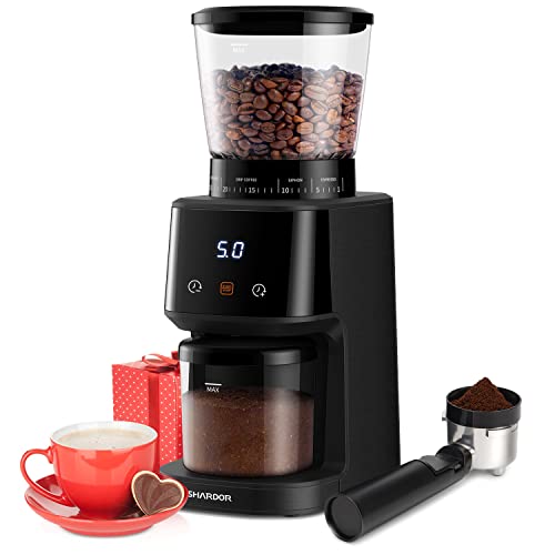 - SHARDOR Conical Burr Coffee Grinder | Electric | 31 Precise Grind Settings | For Espresso/Drip/Pour Over/Cold Brew/French Press | LCD Screen And Digital Timer | Black -