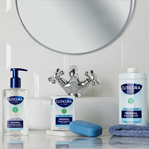 CUTICURA Mildly Medicated Talcum Body Powder 250g, Many Uses Personal Hygiene, Prevent Smudging After Self-Tanning & Facial Makeup
