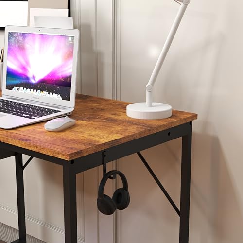 Computer Desk Home Office Writing Study Desk, Modern Simple Style PC Table (Brown, 80 x 50 x 75 cm)