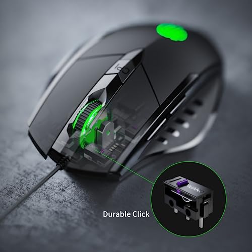 - Wired Mouse, USB wired mouse with 6 Button Silent Click