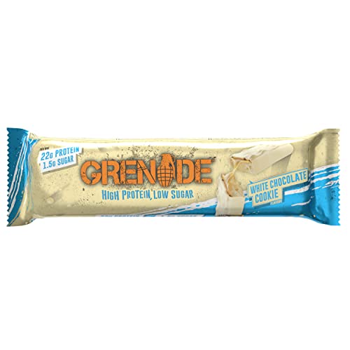 - Grenade High Protein Low Sugar Bar | White Chocolate Cookie | 12 x 60 g -