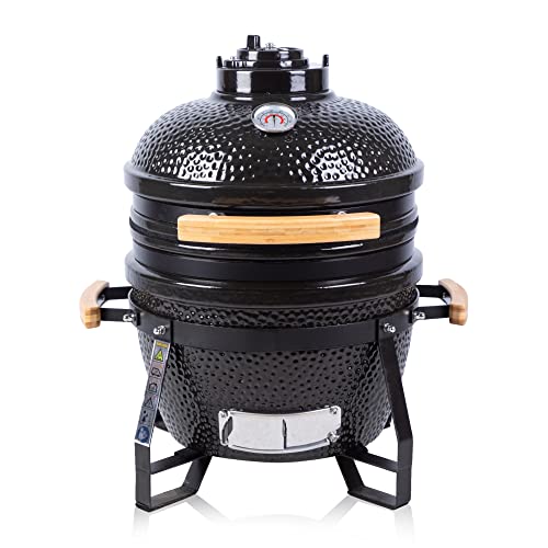 - Fire Mountain 15" Mini Ceramic BBQ Kamado Grill | Egg BBQ, Fitted Cover, Portable Charcoal BBQ Grill -