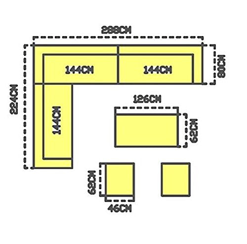 - YAKOE 50020 Papaver Conservatory Modular 9 Seater Rattan Corner Garden Sofa Furniture Set - Grey