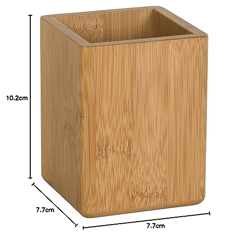 - OSCO Bamboo Square Pen Pot | Wood Pencil Holder | Desk Tidy | Office Organiser -