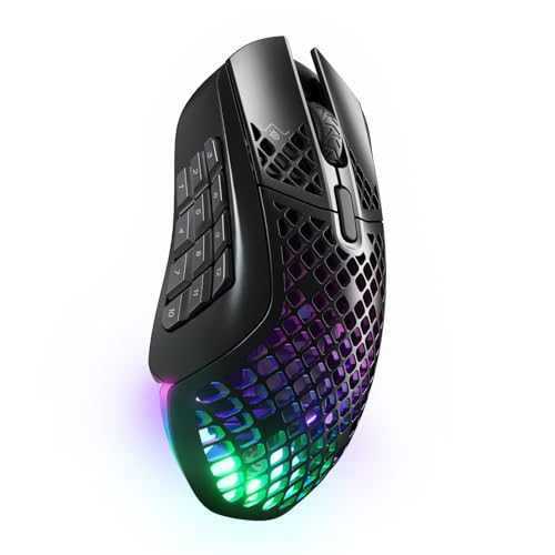 - SteelSeries Aerox 9 Wireless | Holey RGB Gaming Mouse | Ultra-lightweight Water Resistant Design -