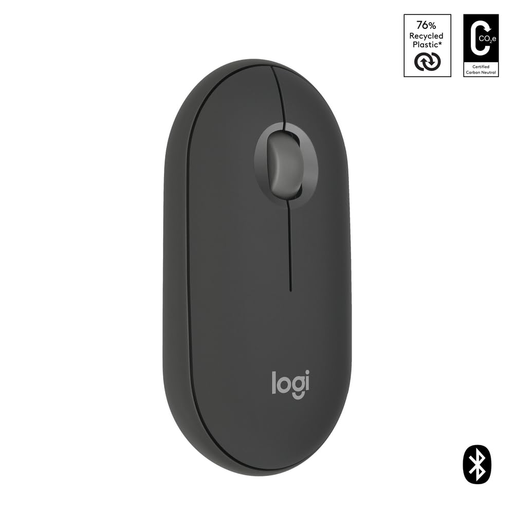 - Logitech Pebble Mouse 2 M350s Slim Bluetooth Wireless Mouse | Portable |  Lightweight | Customisable Button -