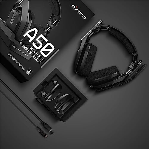 ASTRO Gaming A50 Wireless Headset + Gaming Charging Station, 4th Gen, Dolby, Balancing Gaming Sound and Voice, 2.4 GHz Wireless Connection, PS5 (HDMI adapter required), PS4, PC, Mac - Black