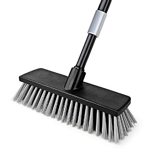 - Floor Scrubbing Brush Stiff Bristles with 49.6 inches Telescopic Long Handle | Yard Brush Concrete Broom -