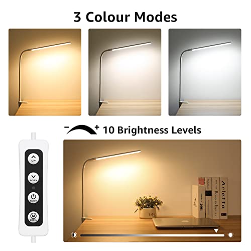 - Lepro Desk Clamp Lamp | LED Desk Lamp Eye Caring Dimmable |5W 460lm | 10 Brightness Levels -