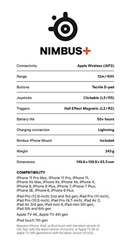 - SteelSeries Nimbus+ iOS Wireless Gaming Controller | iPhone, iOS, iPad, Apple TV | 50+ Hour Battery Life -