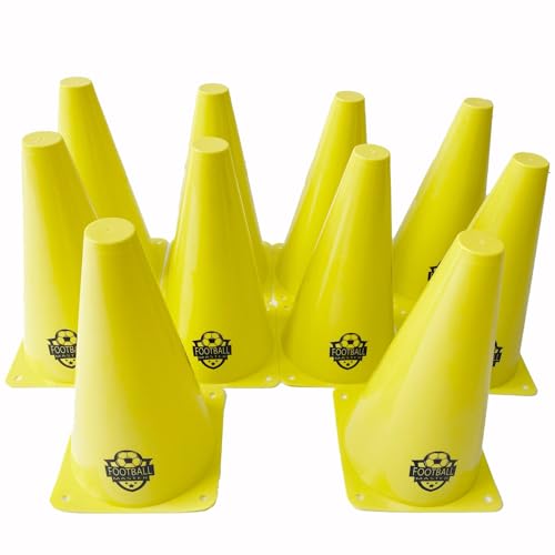 - Football Master ™ | Set of 10 Sport Training Football Equipment Traffic Cones | For Football, Soccer, Skating, Outdoor Games -