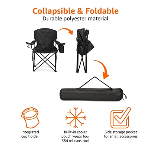 Amazon Basics Camping Chair with Cooler, Black (Padded) - XL