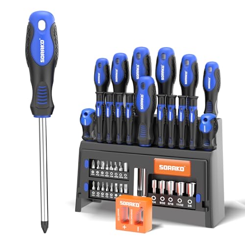 - Screwdriver Set | 40 Piece Magnetic Screwdriver Set with Flathead and Phillips Screwdrivers | Blue -