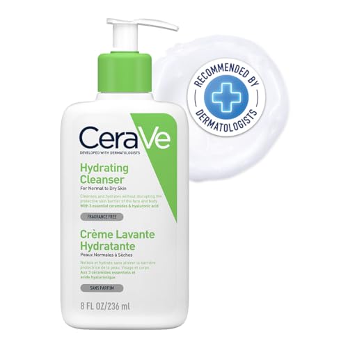 CeraVe Hydrating Cleanser for Normal to Dry Skin 236 ml with Hyaluronic Acid and 3 Essential Ceramides