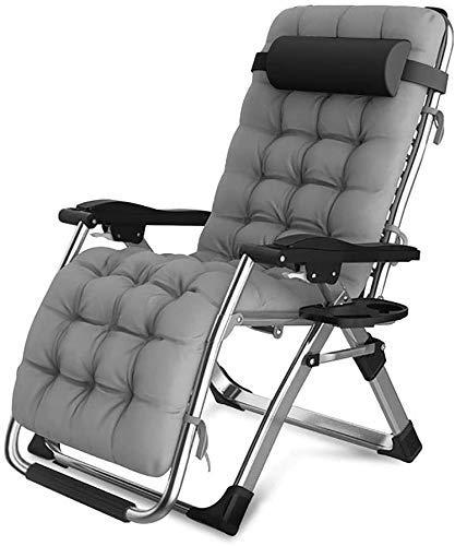 CHAIRQEW Patio Lawn Chairs Reclining for Heavy People Zero Gravity Outdoor Garden Beach Deck Sun Lounger Support200kg (Color : Silver)